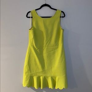 J crew Neon Green Scallop sleeveless mini dress